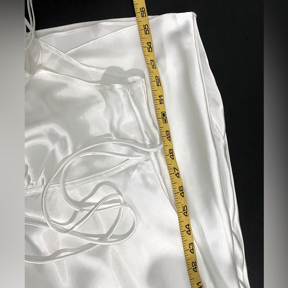 Vintage Linea Donatella Satin Bead Lace Maxi Slip Babydoll Dress White Dollcore - Picture 13 of 13